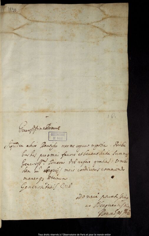 Lettre de Jan Stanislaw Zba?ski à Jan Heweliusz, 1678