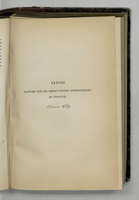 (1889) Rapport sur les observatoires astronomiques de province