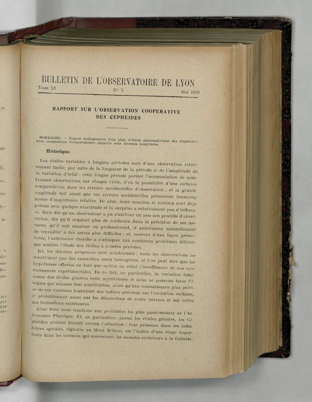 (1929) Bulletin de l'Observatoire de Lyon