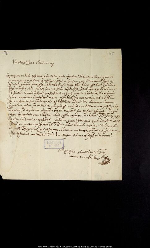 Lettre de Johann Erich Olhoff à Jan Heweliusz, Gdansk, 1676