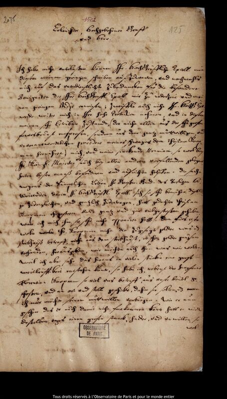 Lettre de Jan Heweliusz à Gerhard von Dönhoff, Gdansk, 31 janvier 1681