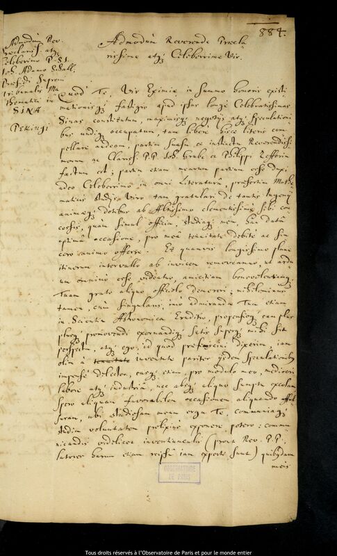 Lettre de Jan Heweliusz à Johann Adam Schall von Bell, Gdansk, 28 novembre 1664