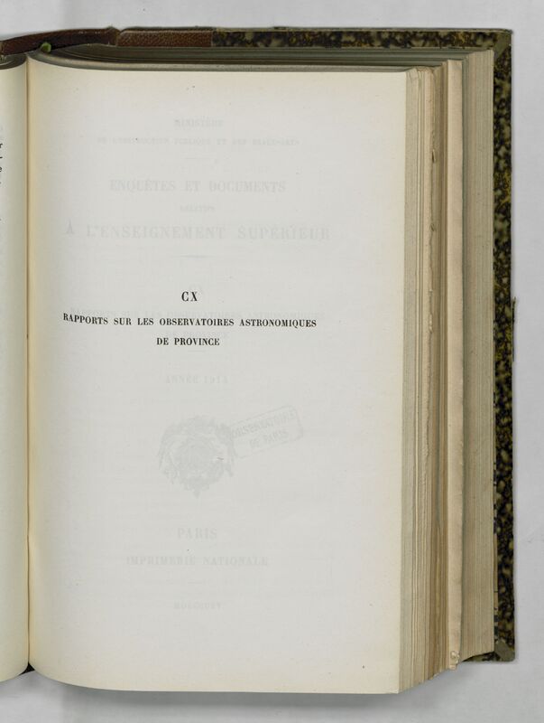 (1914) Rapport sur les observatoires astronomiques de province