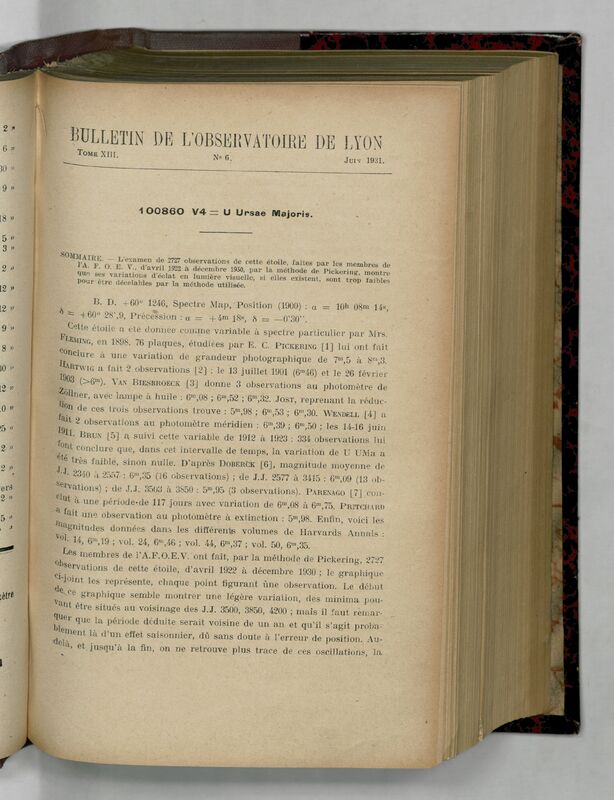 (1931) Bulletin de l'Observatoire de Lyon