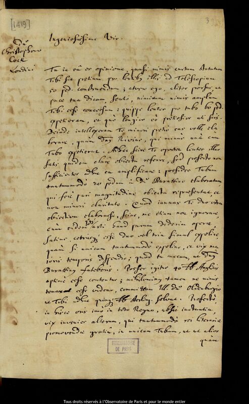 Lettre de Jan Heweliusz à Christopher Cock, Gdansk, 30 novembre 1670