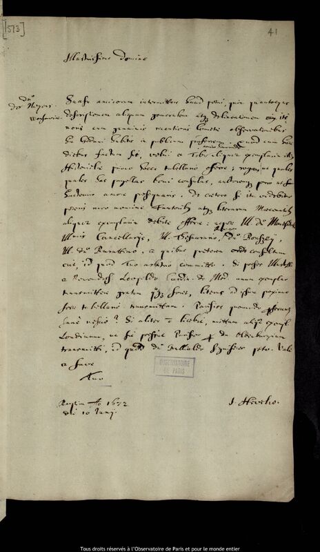 Lettre de Jan Heweliusz à Pierre Des Noyers, Gdansk, 10 juin 1672