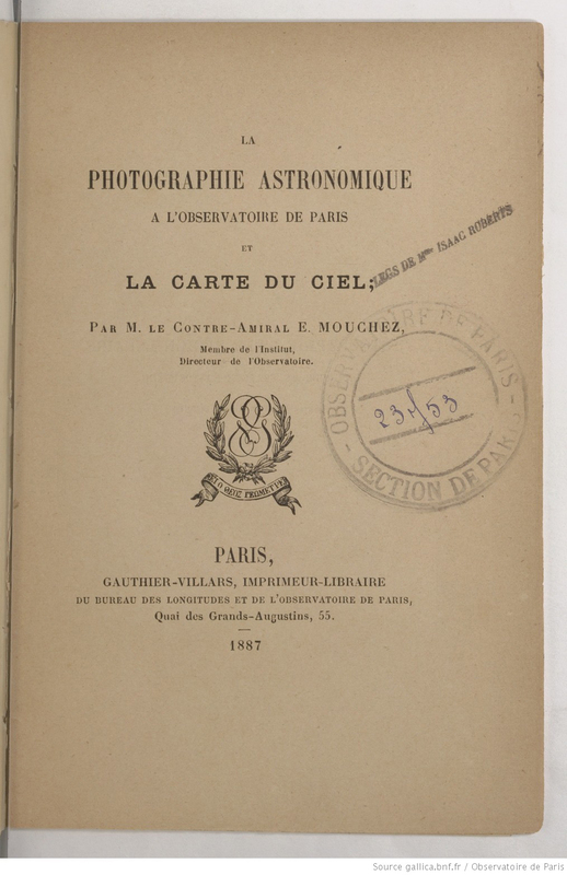 La photographie astronomique à l'Observatoire de Paris et la Carte du Ciel