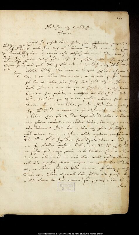 Lettre de Jan Heweliusz à Juan de Caramuel y Lobkowitz, Gdansk, 28 février 1650