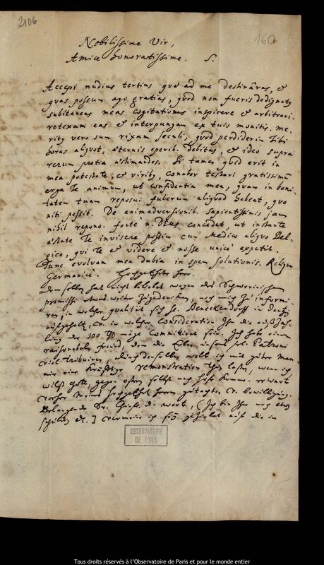 Lettre de Johann Gebhard Rabener à Jan Heweliusz, Stargard Szczecinski, 5 mars 1681