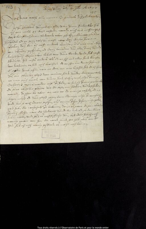 Lettre de Daniel Depiere à Jan Heweliusz, Augsbourg, 4 novembre 1677