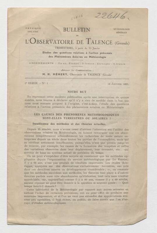 (1928) Bulletin de l'Observatoire de Talence, 2e série