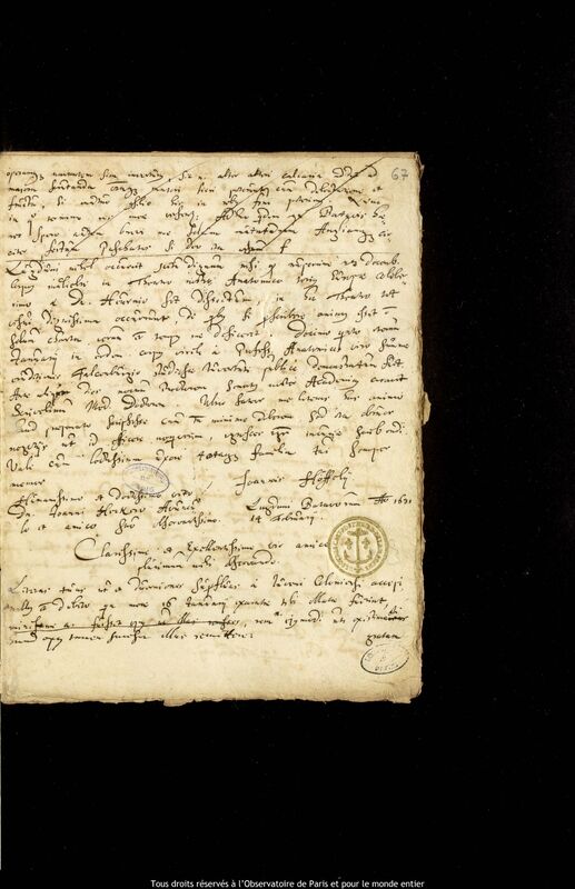 Texte manuscrit de Jan Heweliusz, 1 janvier 1630 - 31 décembre 1632