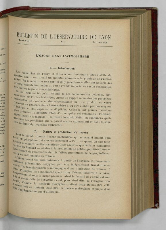 (1926) Bulletin de l'Observatoire de Lyon