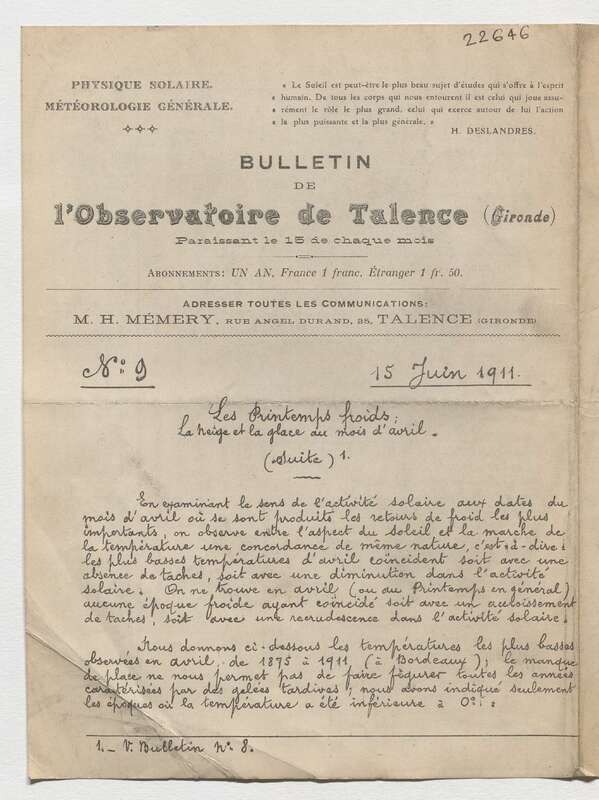 (1911) Bulletin de l'Observatoire de Talence