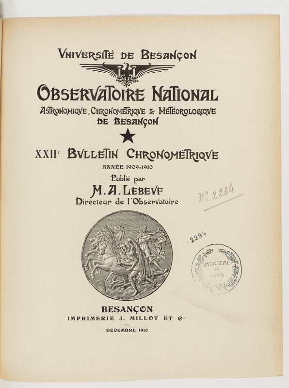 (1910) Observatoire national astronomique, chronométrique et météorologique de Besançon