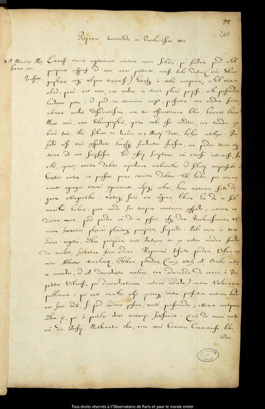 Lettre de Jan Heweliusz à Marin Mersenne, Gdansk, 24 avril 1648