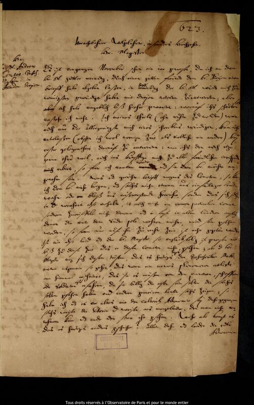 Lettre de Jan Heweliusz à Andreas Concius, Gdansk, 14 février 1661