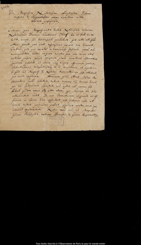 Lettre de Constantin Berend à Jan Heweliusz, Leipzig, 12 septembre 1683