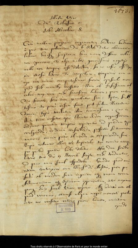 Lettre de Jan Heweliusz à Stanislaw Lubieniecki, Gdansk, 28 novembre 1665