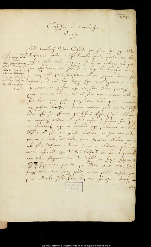 Lettre de Jan Heweliusz à Johann (Bischof von Lübeck), Gdansk, 11 février 1651