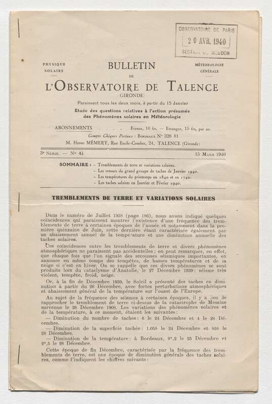 (1940) Bulletin de l'Observatoire de Talence, 3e série