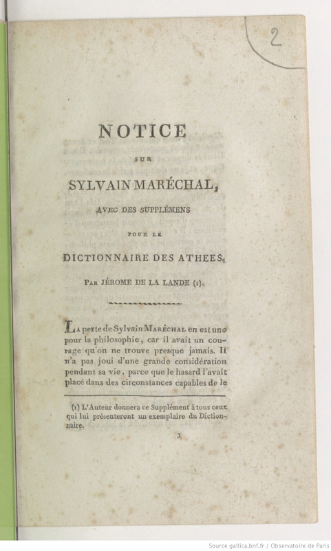 Notice sur Sylvain Maréchal