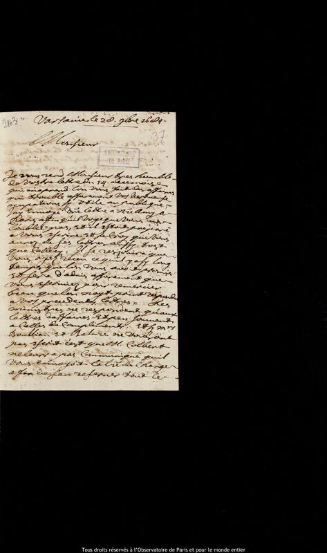 Lettre de Pierre Des Noyers à Jan Heweliusz, Varsovie, 28 novembre 1681