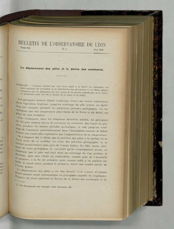 (1930) Bulletin de l'Observatoire de Lyon