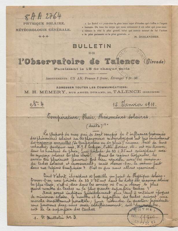 (1911) Bulletin de l'Observatoire de Talence