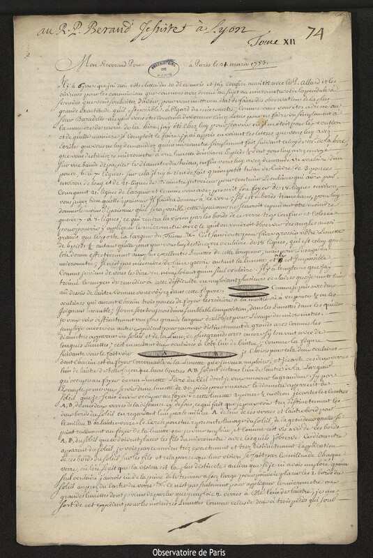 Lettre de Joseph-Nicolas Delisle à Laurent Béraud, Paris, 21 mars 1753