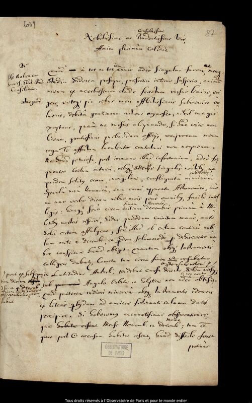 Lettre de Jan Heweliusz à Johann Gebhard Rabener, Gdansk, 14 janvier 1681