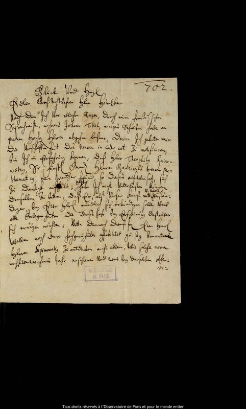 Lettre d'Andreas Concius à Jan Heweliusz, Kaliningrad, 8 septembre 1661