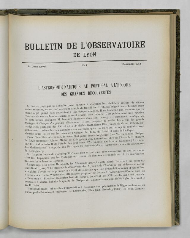 (1913) Bulletin de l'Observatoire de Lyon