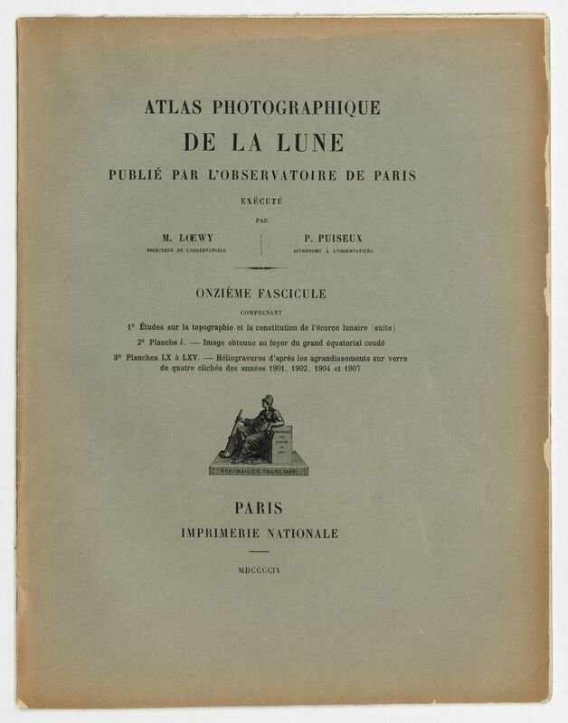 Index du onzième fascicule, Atlas photographique de la lune publié par l'Observatoire de Paris