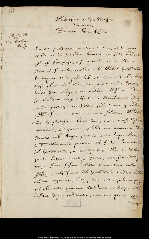 Lettre de Jan Heweliusz à Jean Baptiste Colbert, Gdansk, 17 octobre 1681