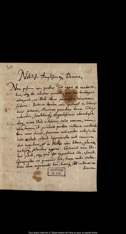 Lettre de Johann Sigismund Elsholtz à Jan Heweliusz, Berlin, 1er octobre 1680