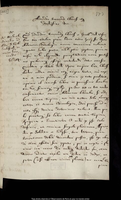 Lettre de Jan Heweliusz à Michael Bürich, Gdansk, 30 mars 1674