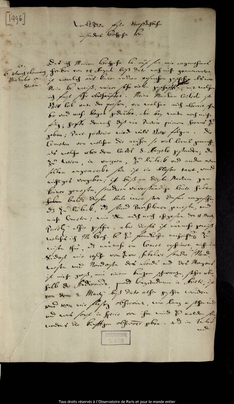 Lettre de Jan Heweliusz à Ulrich Clemens Michaelis, Gdansk, 12 mars 1672