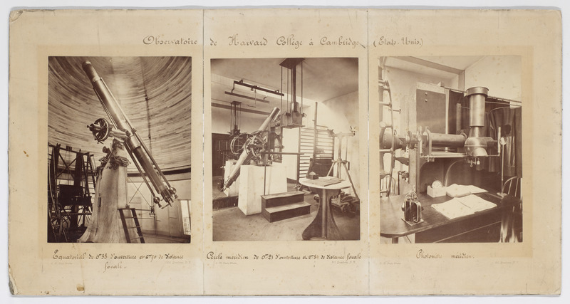 Observatoire de Harvard College à Cambridge [Etats-Unis]. Equatorial de 0m38 d’ouverture et 6m70 de distance focale ; cercle méridien de 0m21 d’ouverture et 2m84 de distance focale ; photomètre méridien (titre original)