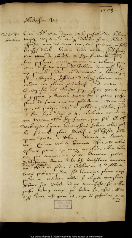 Lettre de Jan Heweliusz à Stanislaw Lubieniecki, Gdansk, 7 juin 1667