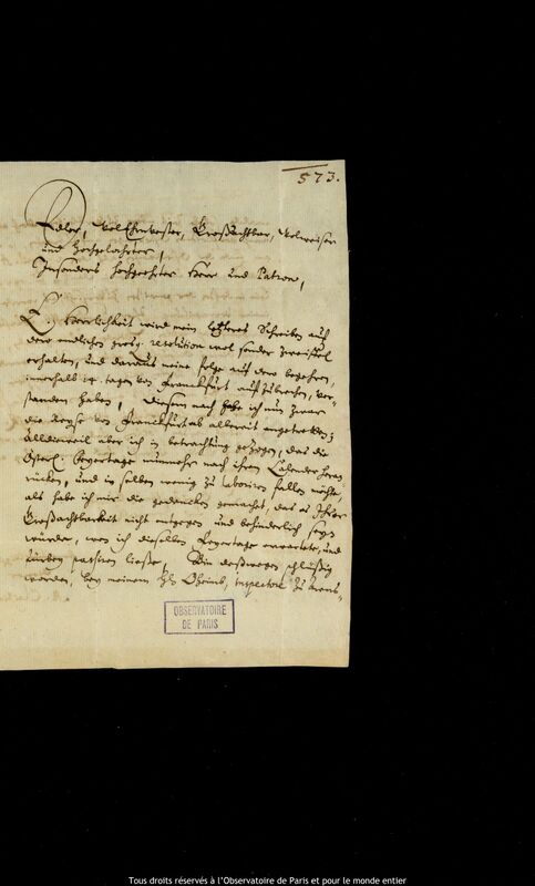 Lettre de Christian Pelargus à Jan Heweliusz, Choszczno, 9 mars 1660