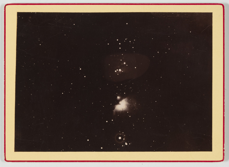 Les nébuleuses d'Orion. Réfracteur de Grubb 225mm; pose 90 min. Parie supérieure renforcée. 5 xbre 1888. W. Pricy [?] (titre original)