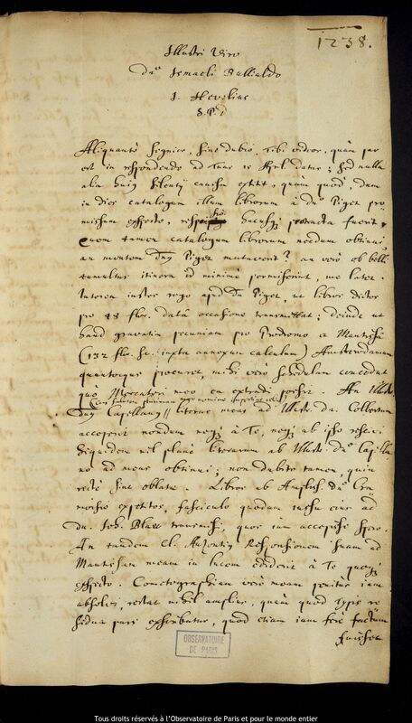 Lettre de Jan Heweliusz à Ismaël Boulliau, Gdansk, 22 octobre 1667