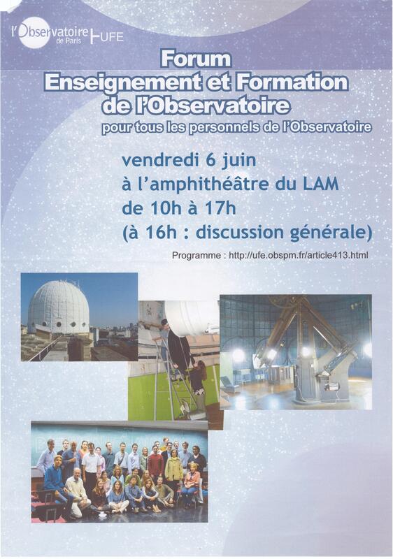 Forum enseignement et formation de l'Observatoire