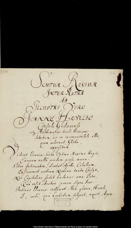 Texte manuscrit de Johann Ernst von Schmieden, 1684