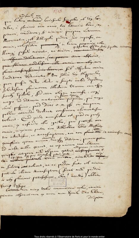 Lettre de Jan Heweliusz à un destinataire non identifié, Gdansk, 20 décembre 1681