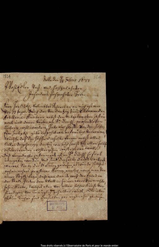 Lettre d'E. M. Bobbart à Jan Heweliusz, Celle, 8 décembre 1677