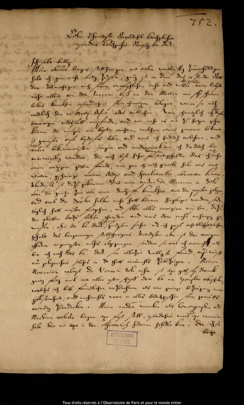 Lettre de Jan Heweliusz à Caspar March, Gdansk, 1661