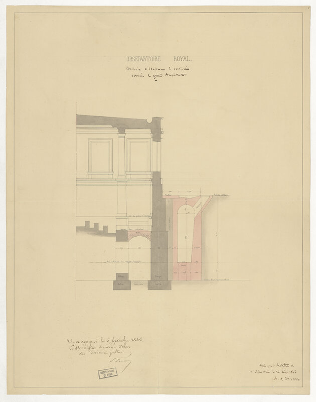 Observatoire de Paris : Série de 2 plans pour la construction de la Galerie d'isolement derrière le grand amphithéâtre (titre forgé) / [2 images]