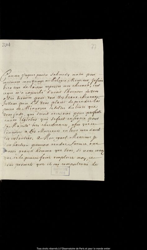 Lettre de De Darcy à Jan Heweliusz, Gdansk, 18 juin 1682